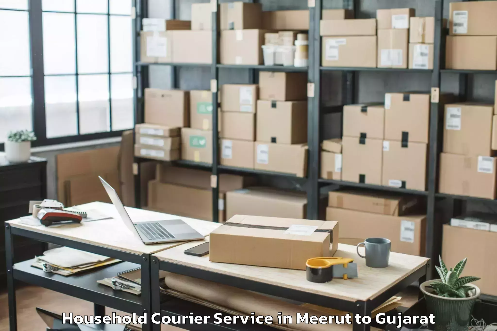 Trusted Meerut to Karnavati University Gandhinag Household Courier